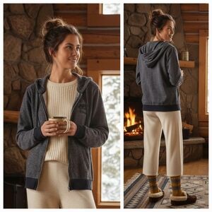 Roots S Unisex Normcore Loungewear Athleisure Cabincore Full Zip Hoodie